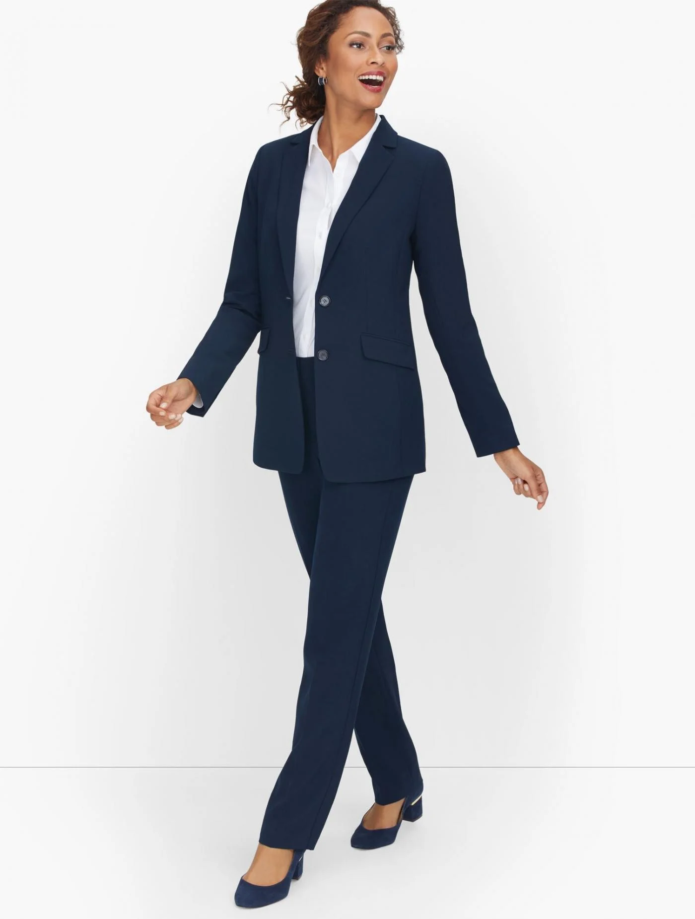 Jackets and Outerwear | Stretch Crepe Two Button Blazer NIGHT BLUE &#8211; Talbots Womens