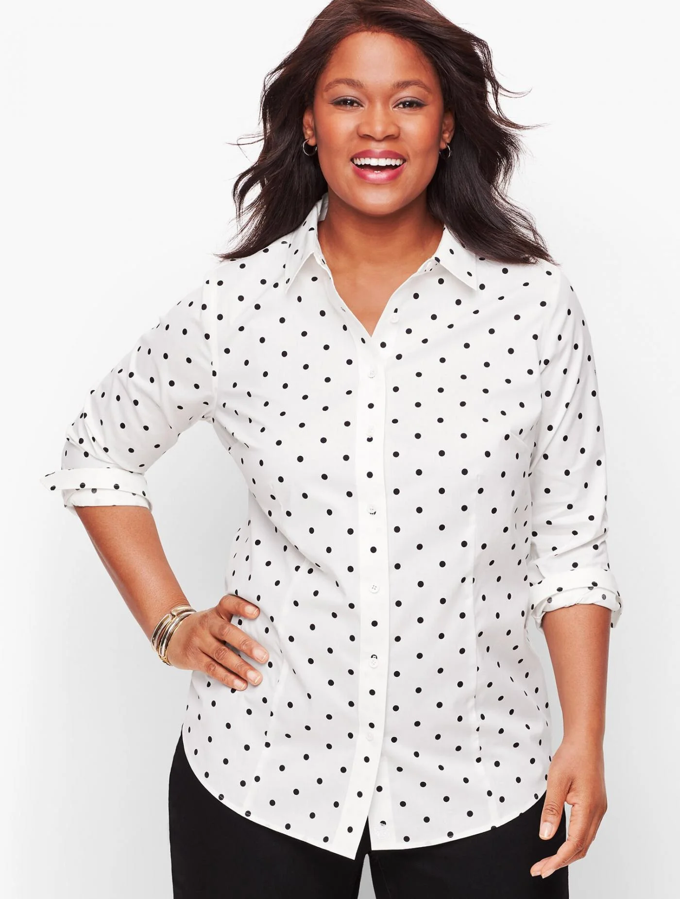 Blouses and Shirts | Perfect Shirt &#8211; Dot  WHITE/BLACK &#8211; Talbots Womens