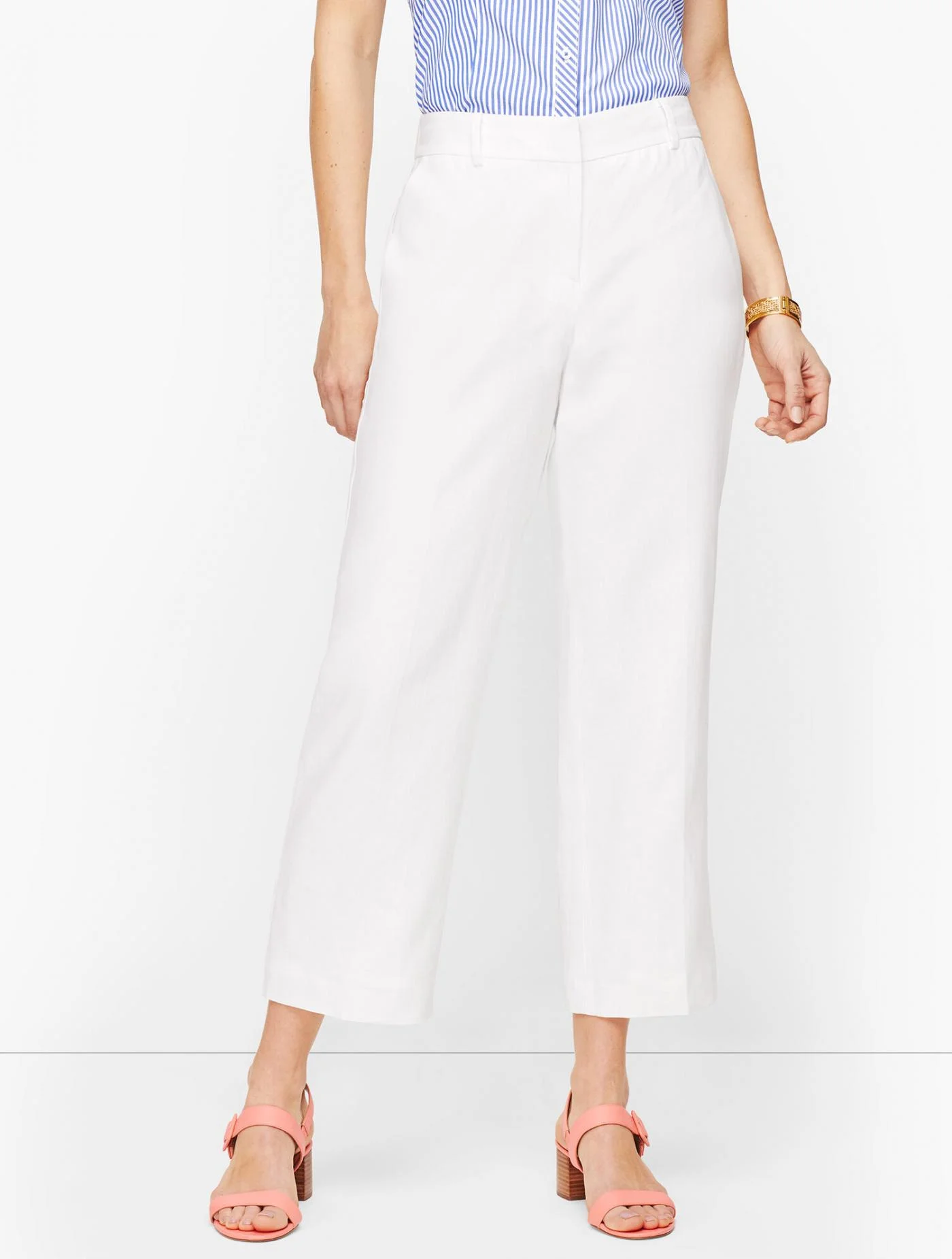 Pants | Linen Straight Leg Crop &#8211; Lined WHITE &#8211; Talbots Womens