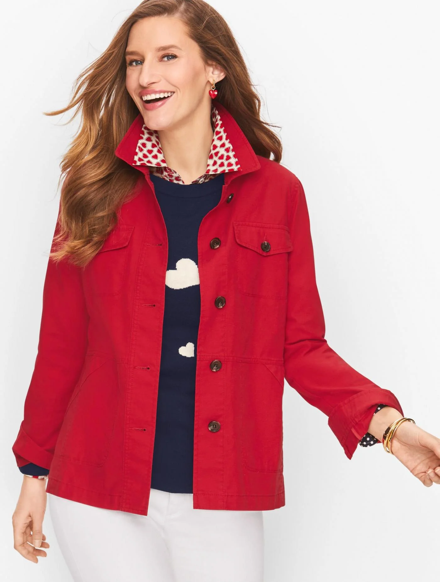 Jackets and Outerwear | Tailored Utility Jacket RED POP &#8211; Talbots Womens