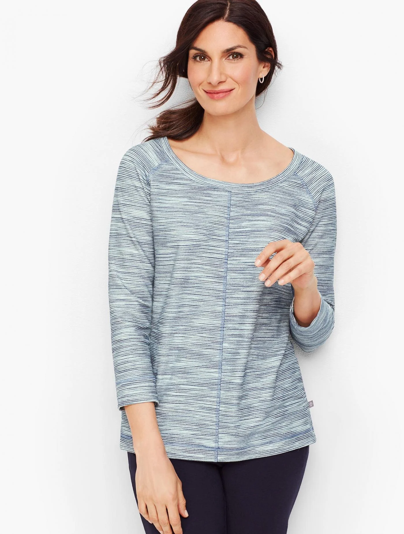 Tees and Knits | Textured Tie Back Pullover BLUE MULTI &#8211; Talbots Womens