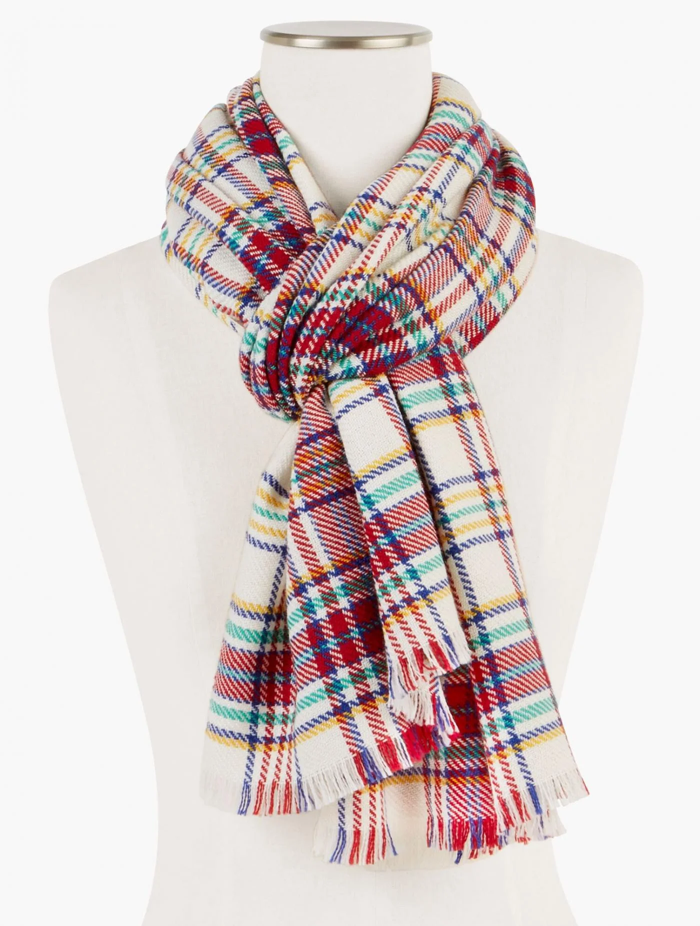 Scarves | Joyful Plaid Oblong Scarf RED POP MULTI &#8211; Talbots Womens