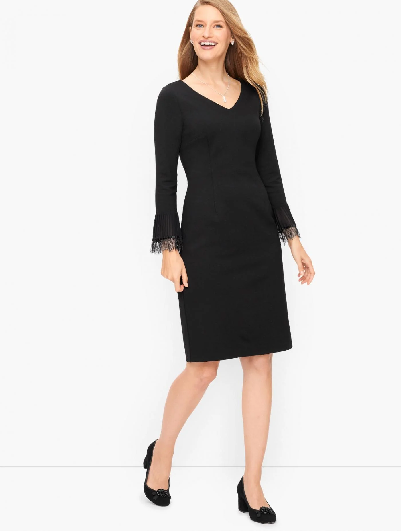 Dresses | Ponte Lace Detail Shift Dress BLACK &#8211; Talbots Womens