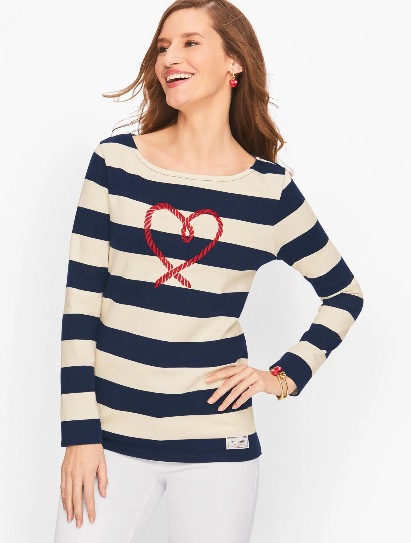 Tees and Knits | Authentic Talbots Tee &#8211; Rockport Stripe IVORY MULTI &#8211; Talbots Womens