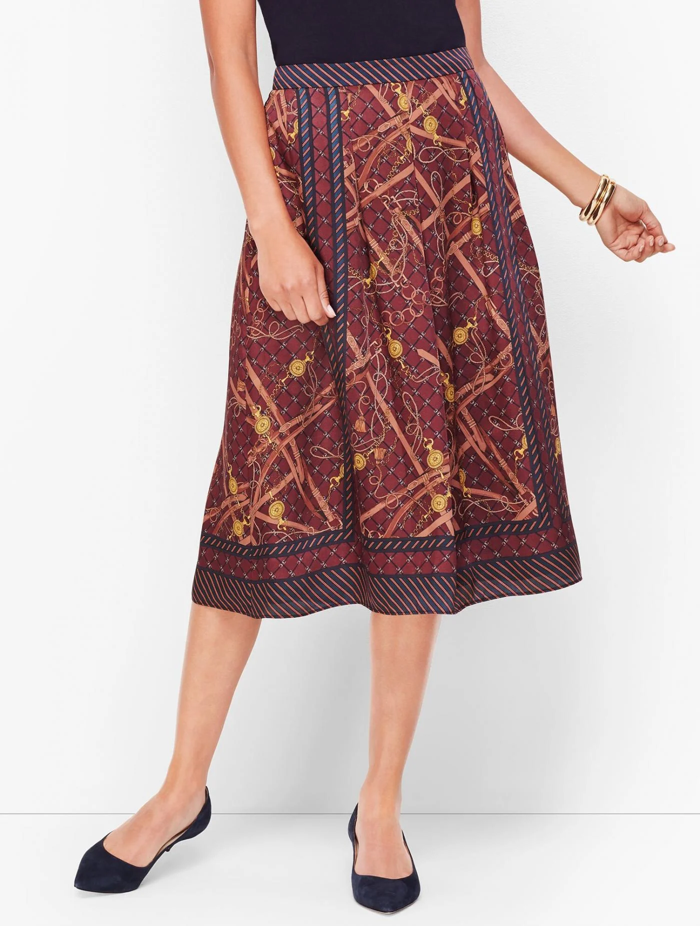 Skirts | Status Print Pleated Skirt INDIA INK MULTI &#8211; Talbots Womens