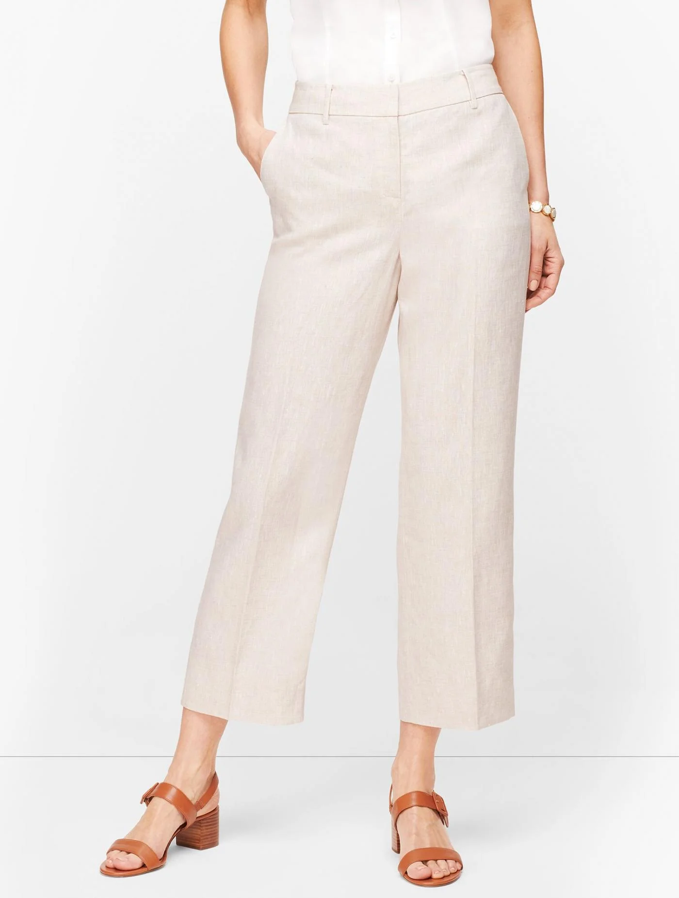 Pants | Linen Straight Leg Crop Pants FLAX &#8211; Talbots Womens