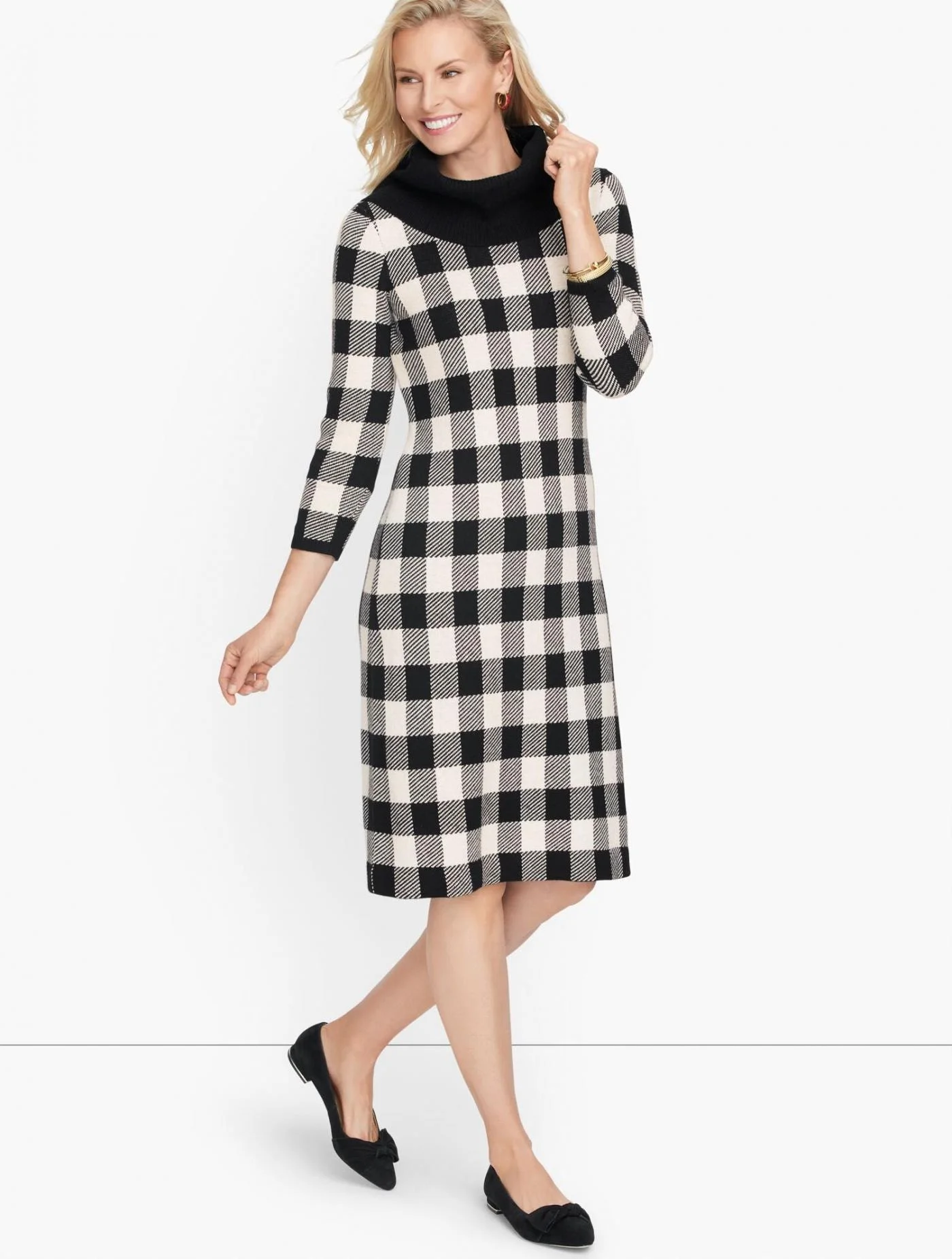 Dresses | Super soft Buffalo Check Shift Dress BLACK/IVORY &#8211; Talbots Womens