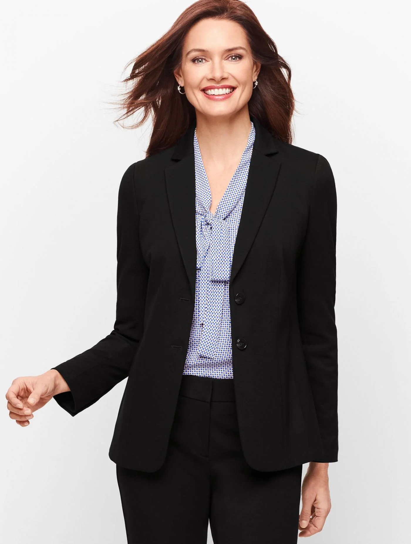 Jackets and Outerwear | Italian Luxe Knit &#8211; Two Button Blazer BLACK &#8211; Talbots Womens