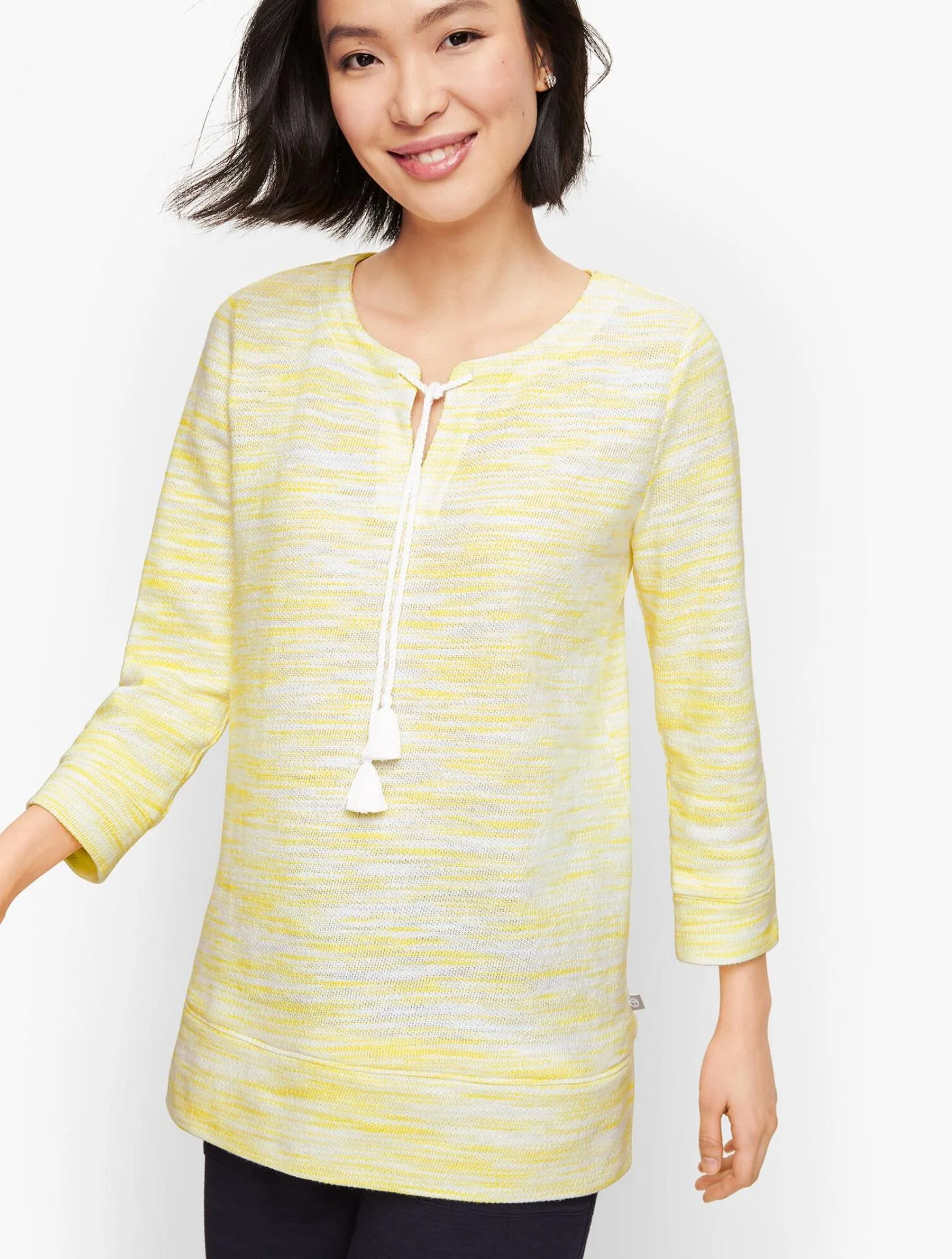 Tees and Knits | Textured Tassel Tie Pullover LEMON TONIC &#8211; Talbots Womens