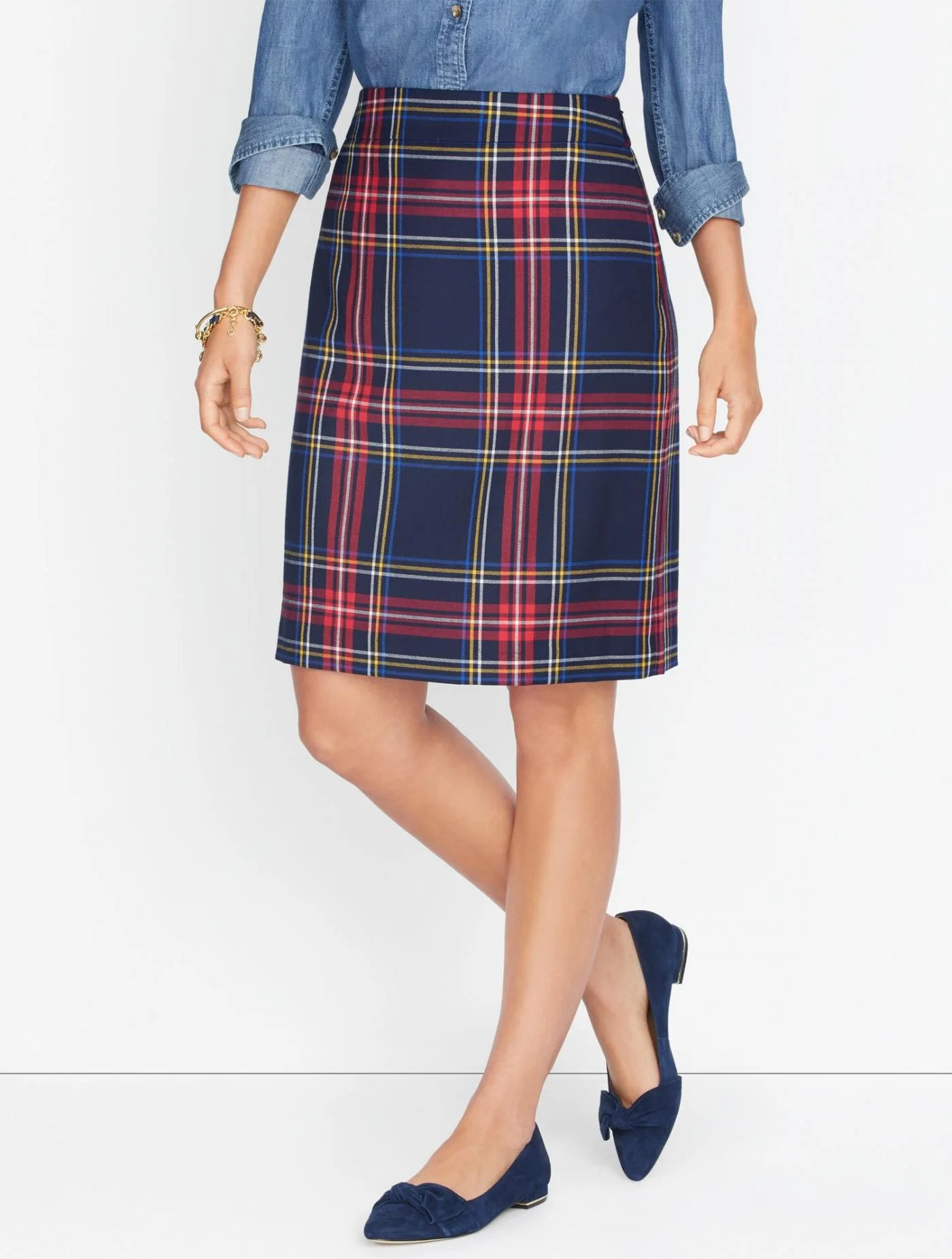 Skirts | Tartan A-Line Skirt INDIGO MULTI &#8211; Talbots Womens