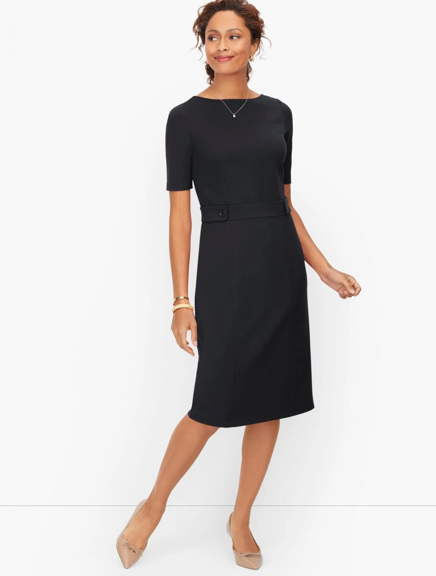 Dresses | Italian Luxe Knit Bateau Neck Sheath Dress BLACK &#8211; Talbots Womens