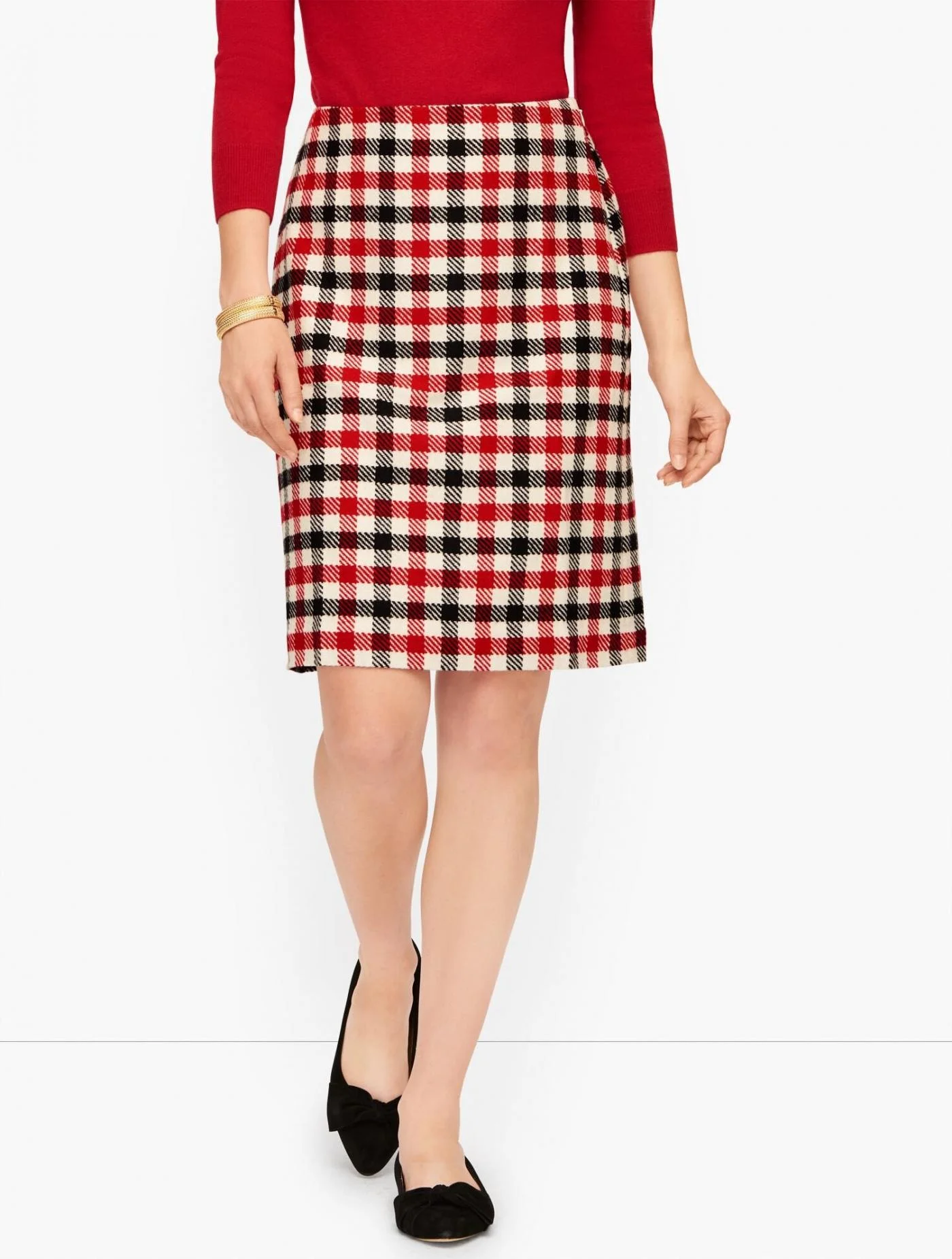 Skirts | Festive Check Skirt IVORY/RED POP &#8211; Talbots Womens