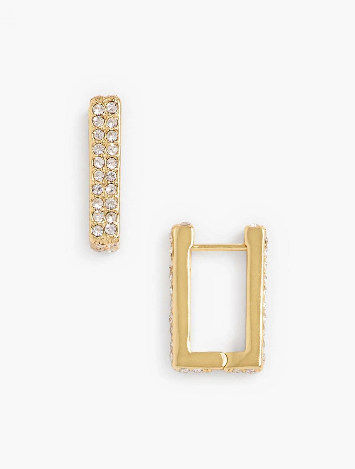 Jewelry | Pav&eacute; Rectangle Hoop Earrings CRYSTAL/GOLD &#8211; Talbots Womens